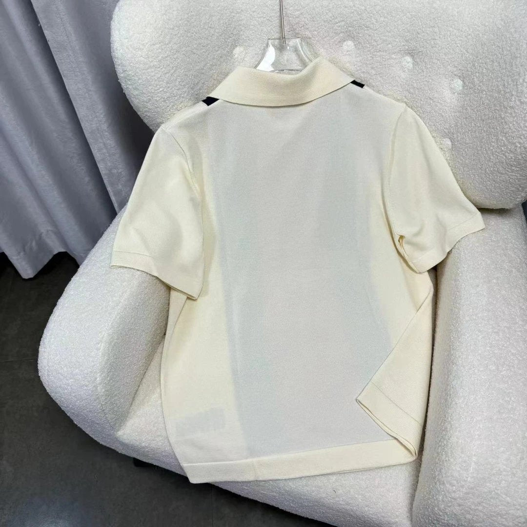 Gucci T-shirt Mercerized Cotton Patchwork Lapel T T-shirt Polo Unisex T-Shirt25ss New Arrival Jacket