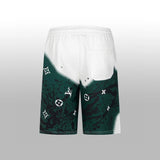 Louis Vuitton LV Shorts 3D 3D Green Messy Spray Painting Old Flower logo Five-point Shorts25ss New Drawstring Casual Summer Pants American Style5Two-in-One Casual Sweatpants for Men and Women, Pure Cotton Joggers