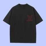 Louis Vuitton LV T-shirt Red brand print on the chest logo round Neck Short Sleeve25ss New pure cotton T Unisex T-Shirt OS Loose Fit Base Shirt Top Half Sleeve T-Shirt