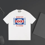 Gucci T-shirt Square Double Chest G Printing logo round Neck Short Sleeve25ss New Pure Cotton Unisex Style T T-shirt OS Loose Fit Base Shirt Half Sleeve T-Shirt Top Half Sleeve