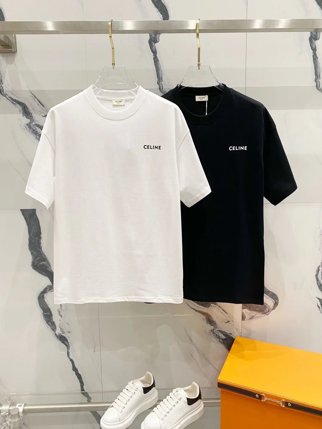 Celine T-shirt Chest Small Logo Letter Print logo round Neck Short Sleeve25ss New pure cotton T Unisex T-Shirt OS Loose Fit Base Shirt Top Half Sleeve T-Shirt