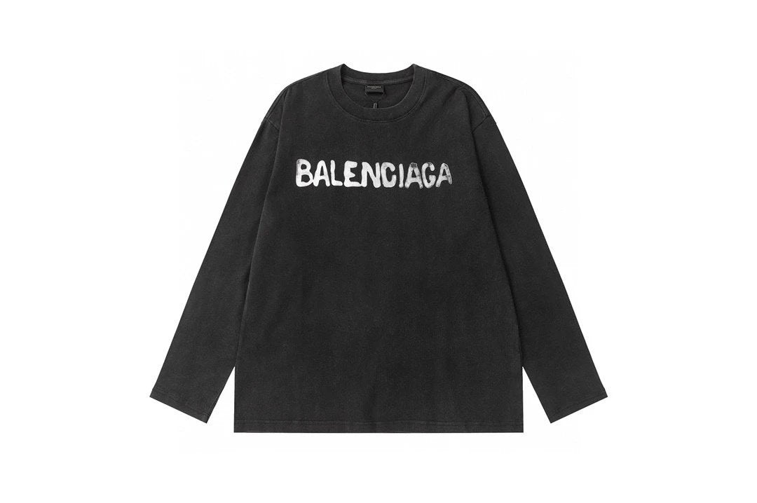 Balenciaga Hoodie Double B Vintage Painted Crewneck Sweatshirt Long Sleeve Base Shirt Outerwear Trendy Unisex Sports Casual Loose Fit Versatile New Autumn Winter Collection