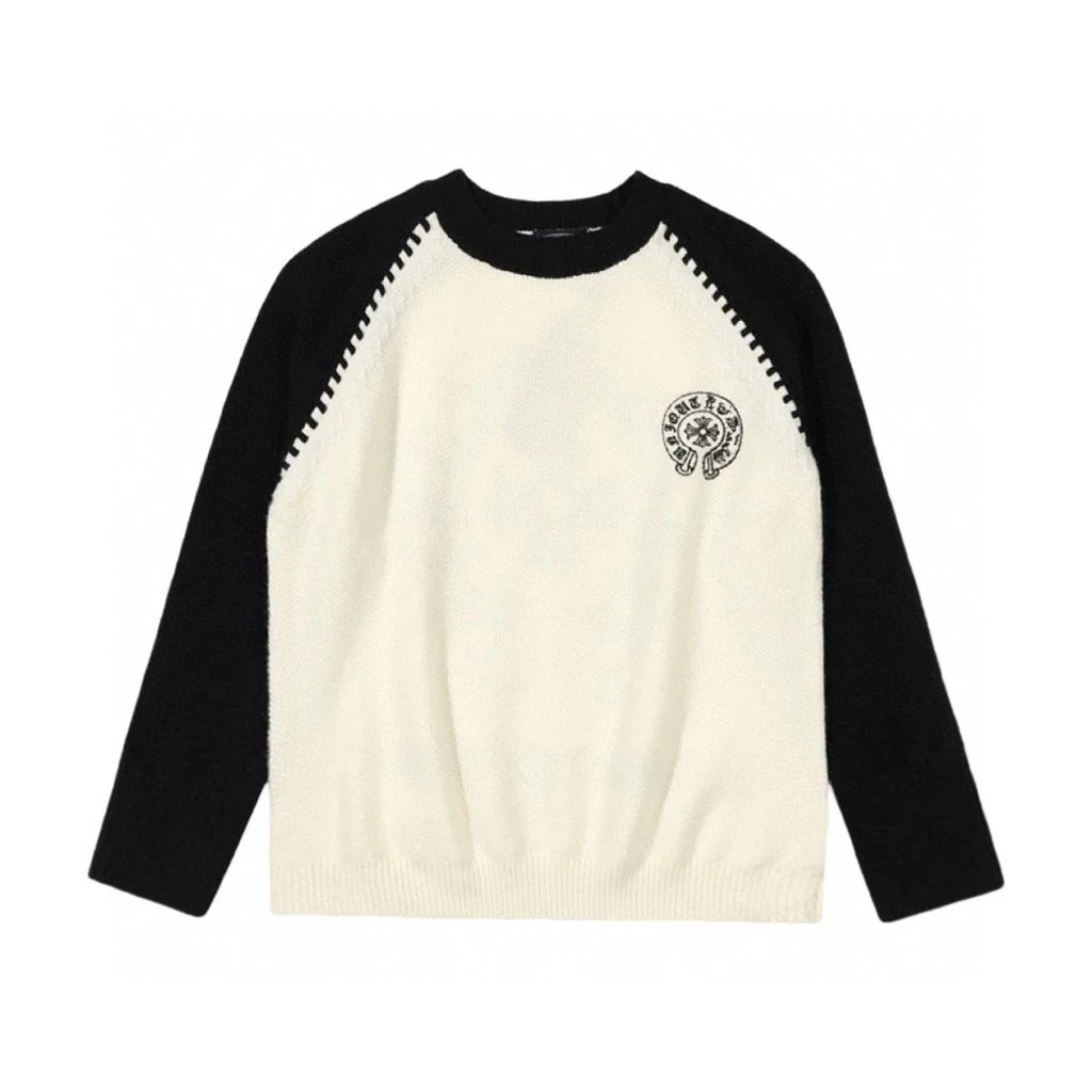 Chrome Hearts Sweater Top Version Early Autumn New Color Matching Horseshoe Embroidery Sweater Long Sleeve