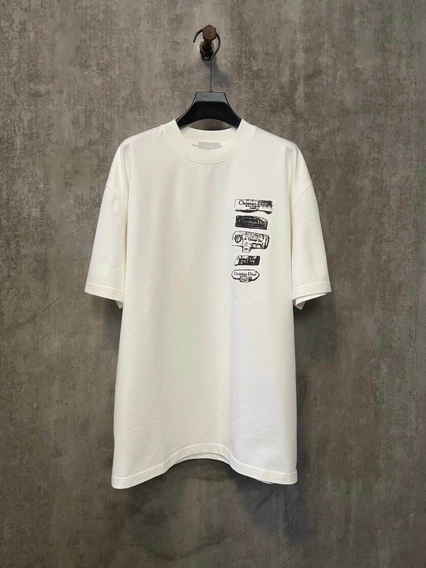 Dior T-shirt 25ss New Archive Print logo Round Neck Short Sleeve Pure Cotton Unisex T T-shirt Base Shirt Tee Shirt OS Loose design