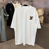 Louis Vuitton LV T-shirt Chest Letter Embroidery logo round Neck Short Sleeve25ss New Pure Cotton Unisex Style T T-shirt OS Loose Fit Base Shirt Top Half Sleeve T-Shirt