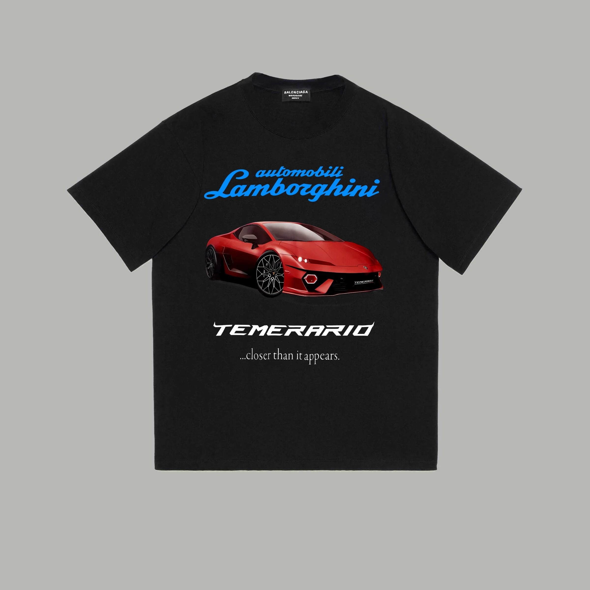 Balenciaga T-shirt 2025SS Limited Edition Lamborghini Sports Car logo Letter Printed round Neck Short Sleeve T Unisex T-Shirt
