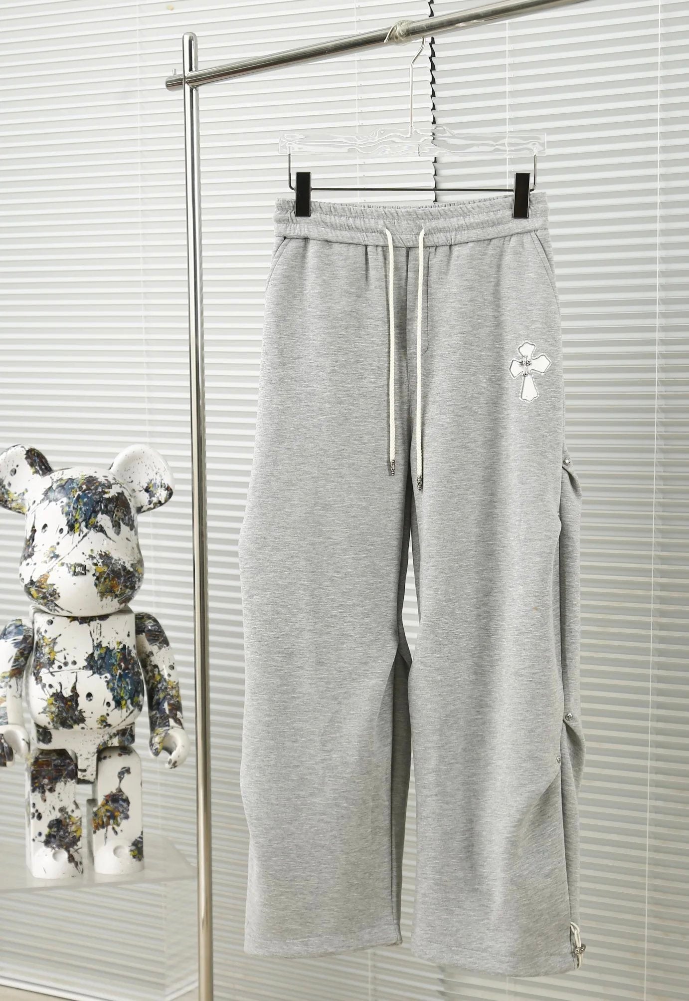 Chrome Hearts Sweatpants Laser 3D Double Layer Sanskrit Embroidered Sweatpants Straight Pants Wide Leg Pants Unisex Sweatpants Casual Pants Long Pants Set24ss Autumn and Winter New Products