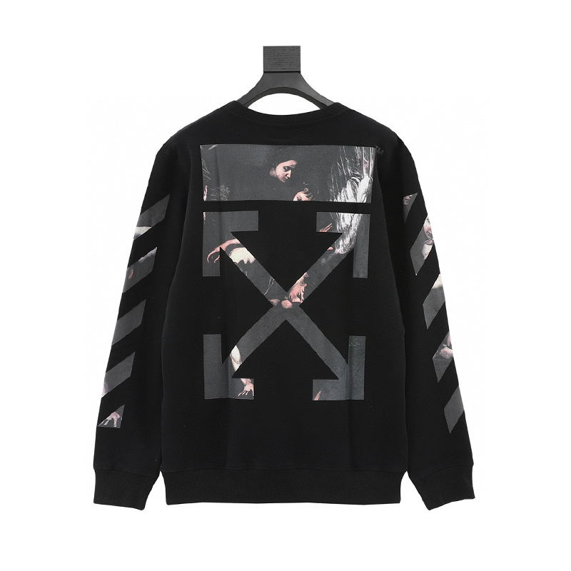 OFF -White Hoodie Angel Religious Print Long Sleeve Crew Neck Sweater Same Style for Men and Women