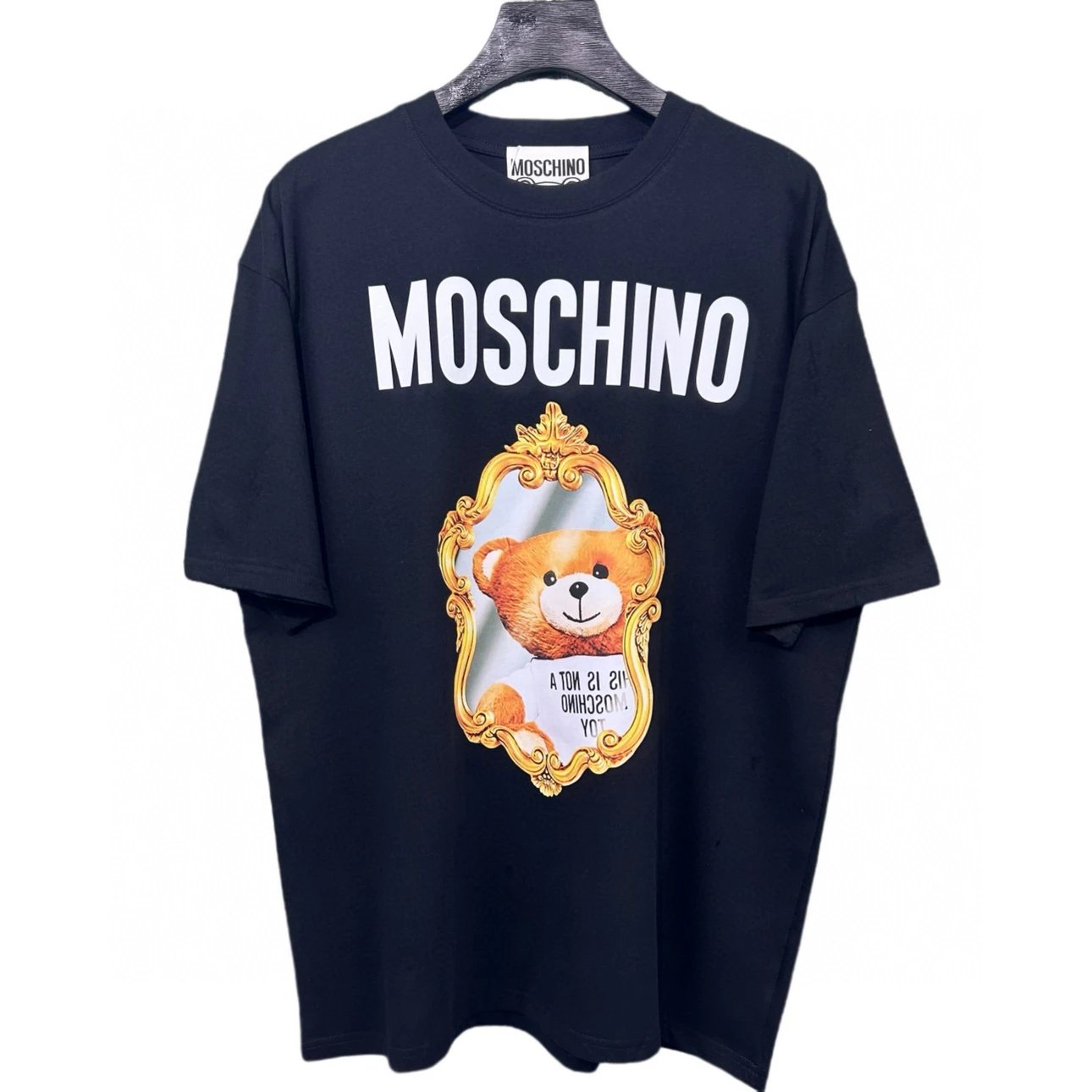 Moschino T-shirt Top Version Counter Same Style Pure Cotton Summer Men's and Women's Same Fashion Loose All-Matching2024New Short Sleeve T T-shirt