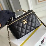 Chanel Women's Bag Top version 【**Original Leather】New Letter Hollow Handle Cosmetic Bag Long Box Bag Cosmetic Case Box Bag Handbag Shoulder Bag Messenger Bag Caviar Cowhide Original Sheepskin Leather Women's Bag Intrazone Mirror Bag Mobile Phone Bag Stor