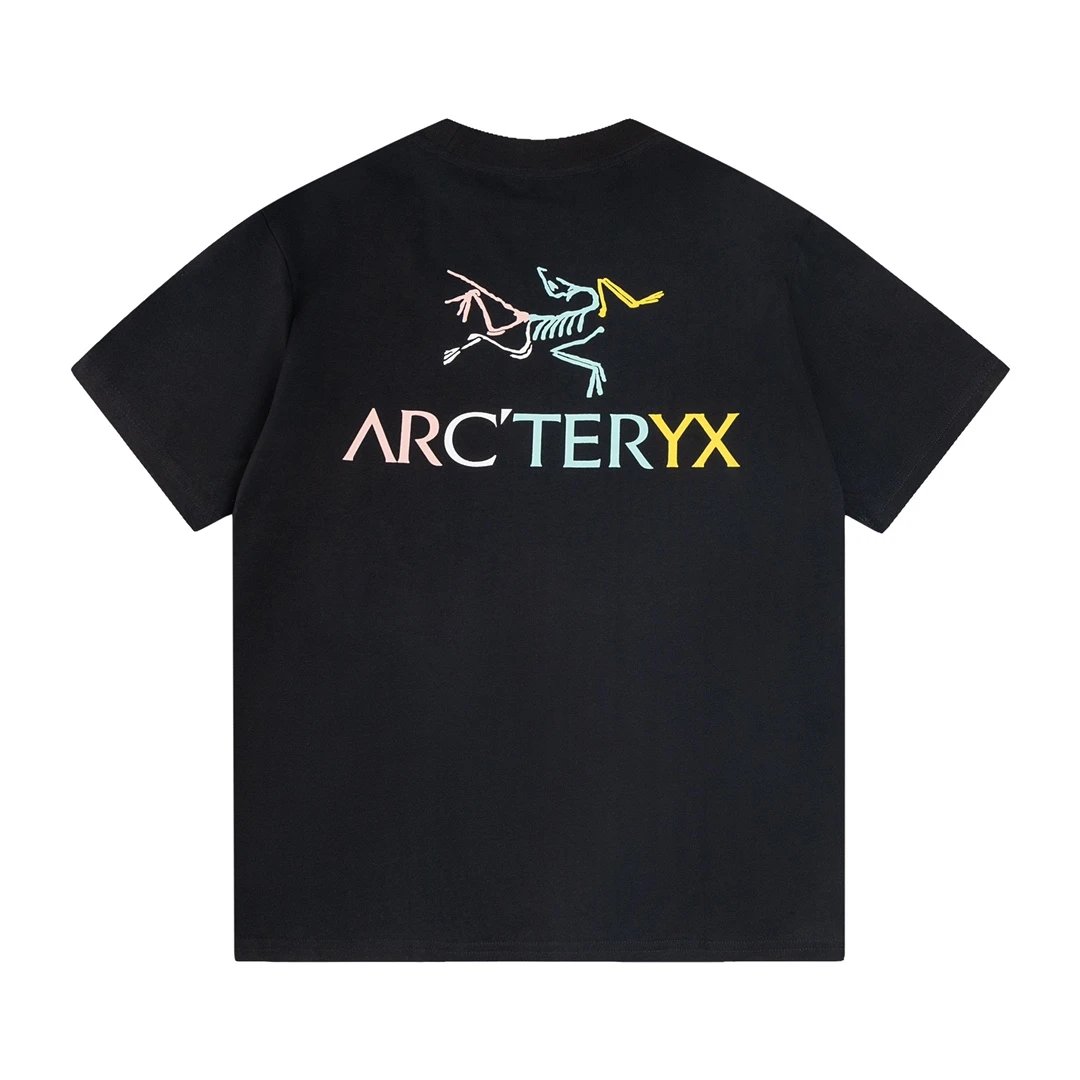 Arc'teryx T-shirt Back Colorful Bird Pattern Print logo round Neck Short Sleeve25ss New Pure Cotton Unisex Style T T-shirt OS Loose Fit Base Shirt Half Sleeve T-Shirt Top Half Sleeve