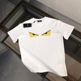 FENDI T-shirt Eye print on the chest logo round Neck Short Sleeve25ss New Pure Cotton Unisex Style T Casual T-Shirt Base Layer Shirt OS Loose Fit Half Sleeve Top Plus Size