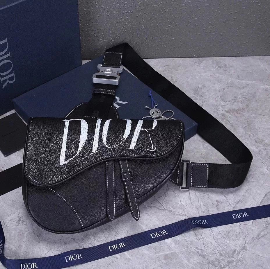 Dior Men's Bag Top version Men's and women's bags Saddle Full Logo Printed Saddle Bag Shoulder Messenger Bag Chest Bag Waist Bag