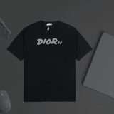 Dior T-shirt Simple Letter Print on Chest logo round Neck Short Sleeve25ss New Pure Cotton Unisex Style T T-shirt OS Loose Fit Base Shirt Half Sleeve T-Shirt Top Half Sleeve