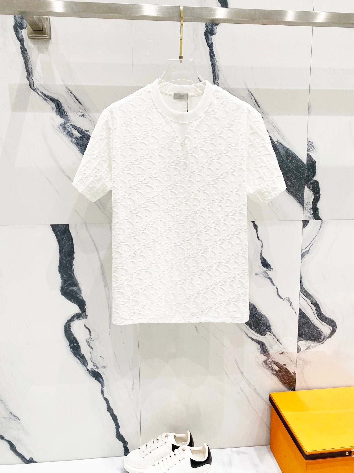 Dior T-shirt Full Print Flocking Letter Jacquard logo round Neck Short Sleeve25ss New pure cotton T Unisex T-Shirt OS Drop Shoulder Loose Fit Base Shirt Top T-Shirt Short Sleeve