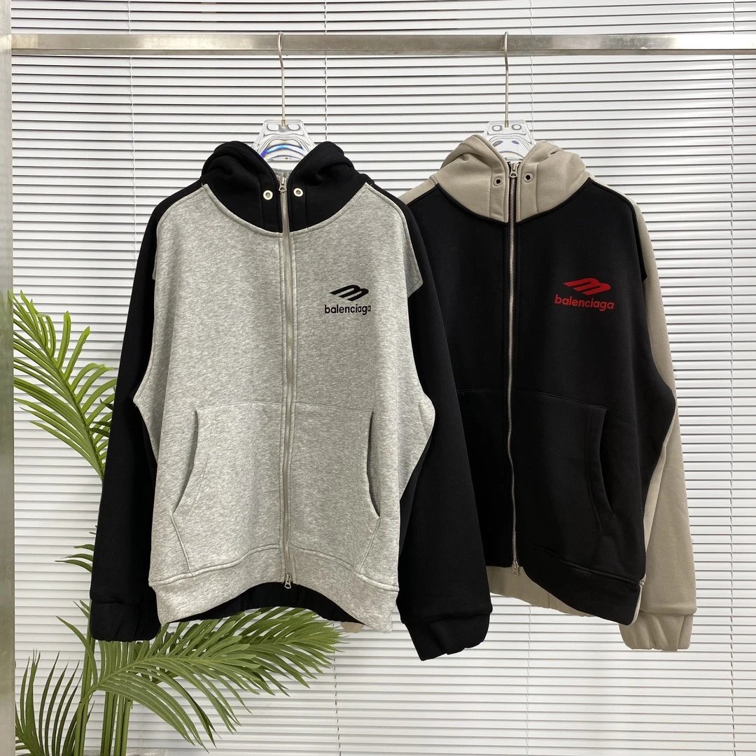 Balenciaga Hoodie Zipper Hoodie Unisex Winter Thickened Sports Casual Loose Fit Versatile Sweatshirt