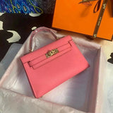 Hermes women's bag Top version New Women's Bag Minikellyll Kelly Bag Second Generation Epsom Leather Handmade Wax Line19cm