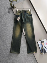 Balenciaga Jeans 25ss Spring Summer New Ripped Patchwork Double B Straight Leg Jeans Unisex Long Pants