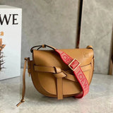 LOEWE Women's Bag Top version 【Counter Version Original Leather】Send a Full Set of Packaging Loew New Mini Letter Wide Shoulder Strap Saddle Bag GateDual Saddle Bag Women's Bag Retro Horseshoe Bag