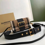 Burberry Women's Bag Top version bucklehouse Women's Bag Plaid Turn-Lock Clasp Bag Plaid Leather Patchwork File Holder Shoulder Bag Messenger Bag Double-Shoulder Strap Underarm Bag