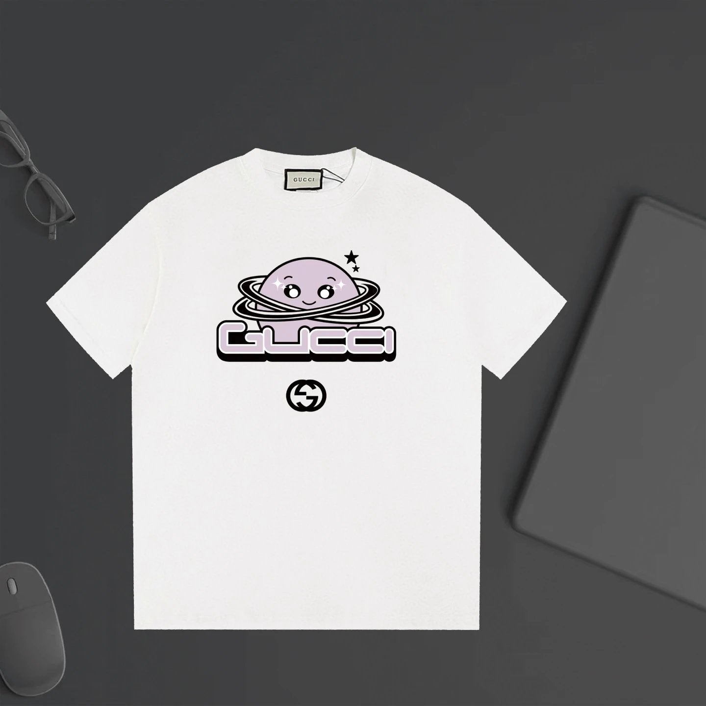 Gucci T-shirt Cartoon Pattern Print on the Chest logo round Neck Short Sleeve25ss New pure cotton T Unisex T-Shirt OS Loose Fit Base Shirt Top Half Sleeve T-Shirt
