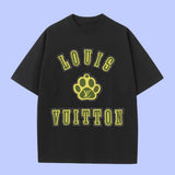 Louis Vuitton LV T-shirt Cat paw print on the chest logo round Neck Short Sleeve25ss New Pure Cotton Unisex Style T Casual T-Shirt Base Layer Shirt OS Loose Fit Half Sleeve Top Plus Size