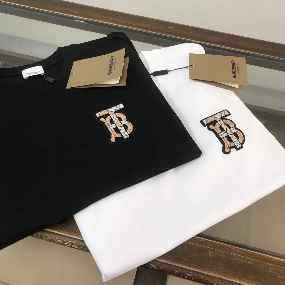 Burberry T-shirt Chest Plaid Pattern TB Letter Embroidery logo round Neck Short Sleeve25ss New pure cotton T Unisex T-Shirt OS Drop Shoulder Loose Fit Base Shirt Top T-Shirt Short Sleeve