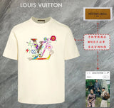 Louis Vuitton LV T-shirt Colorful Letter Print on Chest Brand logo round Neck Short Sleeve25ss New pure cotton T Unisex T-Shirt OS Loose Fit Base Shirt Top Half Sleeve T-Shirt