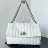 Balenciaga Bag Top version 【Overseas Original Factory】Monaco Quilting Series23Winter New Style Quilted Thin Cowhide Shoulder Messenger Bag Portable Underarm Women's Bag Fashion Leisure Commute Women's Bag