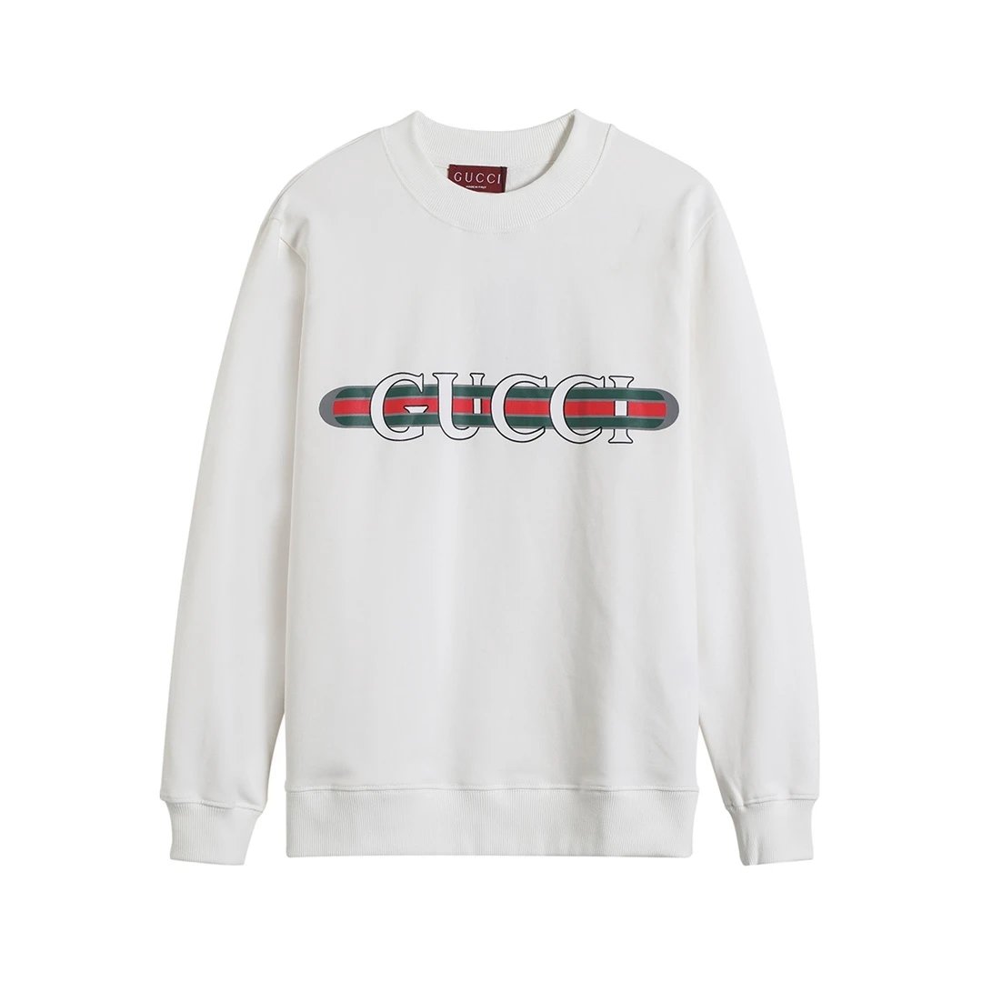 Gucci Hoodie Red and Green New Through Waistband Printed Crewneck Sweatshirt380100% Cotton Pullover Sweater os Basic Fit Sports Shirt Unisex24ss Autumn and Winter New Products