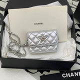 Chanel Women's Bag Top version 【**Original Leather】/24C New Style Silver XINGX Chain Bag Five-Pointed Star Small Waste Bag Coin Purse Lipstick Pack New XINGX Bag Small Bag