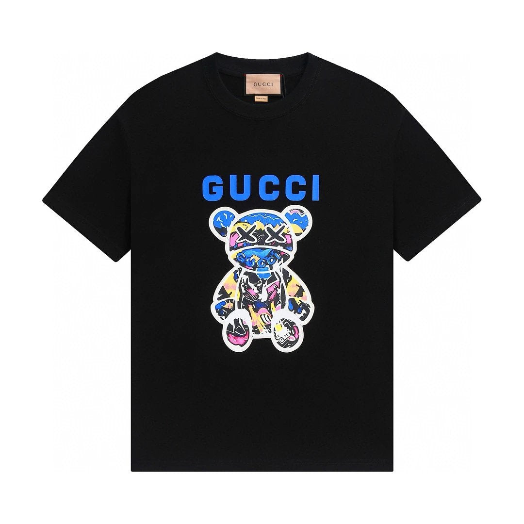 Gucci T-shirt Colorful Bear Pattern Print on the Chest logo round Neck Short Sleeve25ss New pure cotton T Unisex T-Shirt OS Loose Fit Base Shirt Top Half Sleeve T-Shirt
