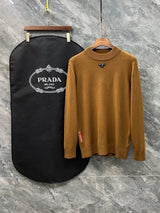 PRADA Sweater Audio-Technica Logo LOGO Three-Dimensional Mock Neck Sweater Long Sleeve Idle Style OS Loose Fit Unisex Knit Top Jacket Versatile Casual Wearable Inside and Outside