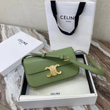 Celine women's bag Top version 【Original Leather】2021Spring and Summer New Arc De Triomphe Underarm Bag Celin*Women's Bag TRIOMPHECANVAS Underarm Bag Cow Leather Backpack Logo Printed Sheepskin Lining Underarm Bag Leather Shoulder Strap Shoulder Back19414