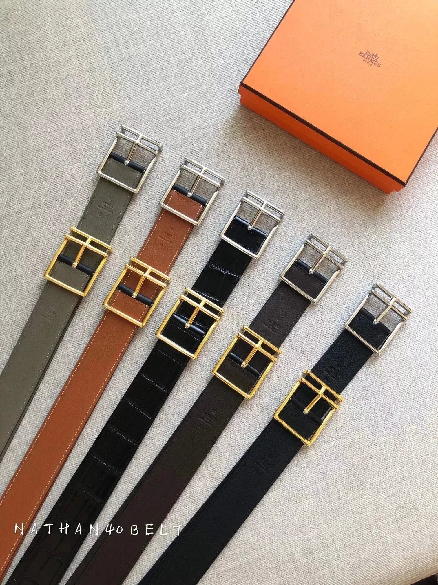 Hermes Belt Top version Belt Male4.0cm Import togo Belt Stainless Steel Hardware Belt Pin Buckle Men's Belt H Belt Loop Business Casual All-Match H Buckle Belt