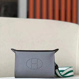 Hermes women's bag Top version Handmade Sewing VIDEPOCHES Import Togo+Hand-Knitted Cotton Shoulder Strap Crossbody Bag Made by Hand Videpoches Crossbody Bag Men's Bag