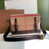 Burberry Women's Bag Top version Classic Canvas Canvas Plaid Flip Double Buckle Messenger Bag Shoulder Crossbody Men's and Women's Bags
