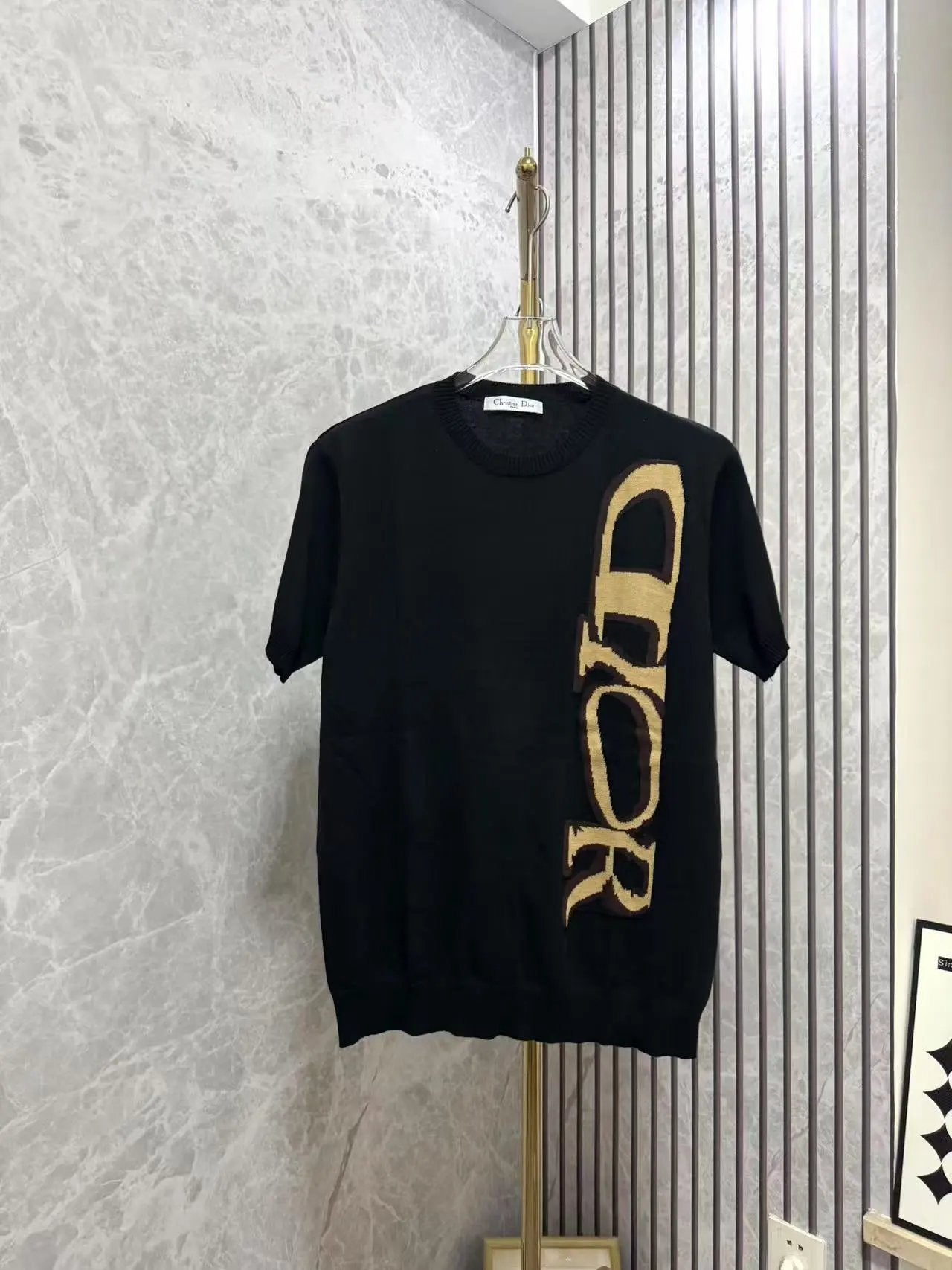 Dior T-shirt Classic Large Letter Knit logo round Neck Short Sleeve25ss New pure cotton T Unisex T-Shirt OS Loose Fit Base Shirt Top Half Sleeve T-Shirt