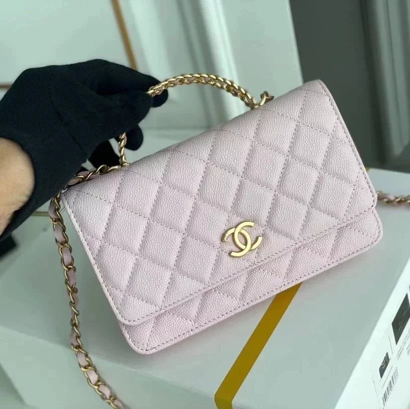 Chanel Women's Bag Top version 【Highest Version】22s New Women's Bag Handle Letters woc Envelope Package Handbag Caviar Cowhide Ball Pattern Flap Bag Chain Messenger Bag Handbag Shoulder Bag Clutch Women's Bag