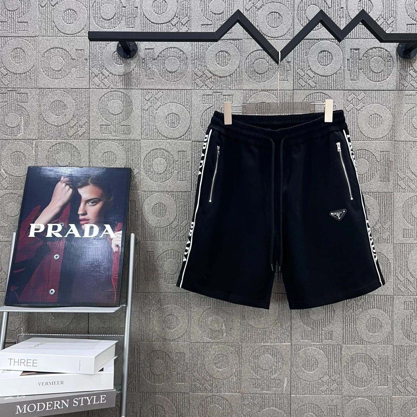 PRADA Shorts Jacquard Letter Ribbon logo Five-point Shorts25ss New Drawstring Casual Pants for Men and Women, Summer Style5Two-in-One Casual Sweatpants Pure Cotton Joggers