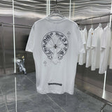 Chrome Hearts T-shirt Burnt Flower Embroidery logo round Neck Short Sleeve25ss New Pure Cotton Unisex Style T Casual T-Shirt Base Layer Shirt OS Loose Fit Half Sleeve Top Plus Size