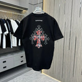 Chrome Hearts T-shirt Shao Hua Patch Embroidery logo round Neck Short Sleeve25ss New Pure Cotton Unisex Style T Casual T-Shirt Base Layer Shirt OS Loose Fit Half Sleeve Top Plus Size