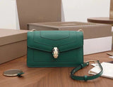 BVLGARI Bag Top version SerpentiForever Classic Emerald Cowhide Bag Decorated with a Snake's Head File Holder Chain Bag Portable Shoulder Messenger Bag Women's Bag