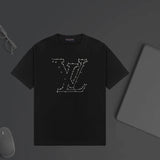 Louis Vuitton LV T-shirt Large Letter Print on the Chest logo round Neck Short Sleeve25ss New Pure Cotton Unisex Style T Casual T-Shirt Base Layer Shirt OS Loose Fit Half Sleeve Top Plus Size