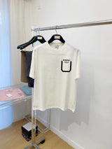 Burberry T-shirt Pocket Letter Print logo round Neck Short Sleeve25ss New Pure Cotton Unisex Style T Casual T-Shirt Base Layer Shirt OS Loose Fit Half Sleeve Top Plus Size