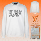 Louis Vuitton LV Hoodie Floral Chest Decoration logo Round Neck Sweatshirt Long Sleeve Base Shirt Jacket Top Fashion Unisex Sports Casual OS Loose Fit Versatile New Autumn Winter Collection