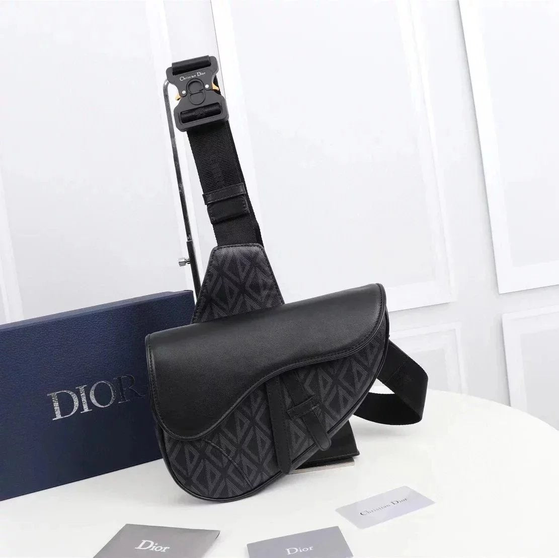 Dior Men's Bag Top version 2022New Men's Bag Women's Bag Saddle Full Logo Three-Dimensional Printing Saddle Bag Shoulder Messenger Bag Chest Bag Waist Bag