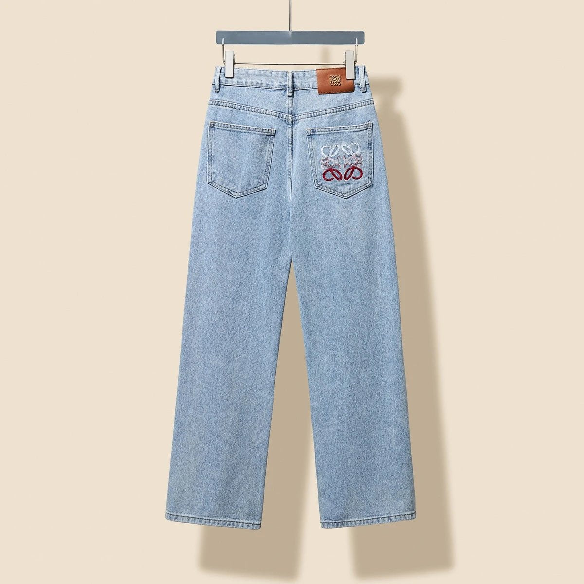 LOEWE Jeans Three-Color Embroidery logo Women's Versatile Casual Denim Pants