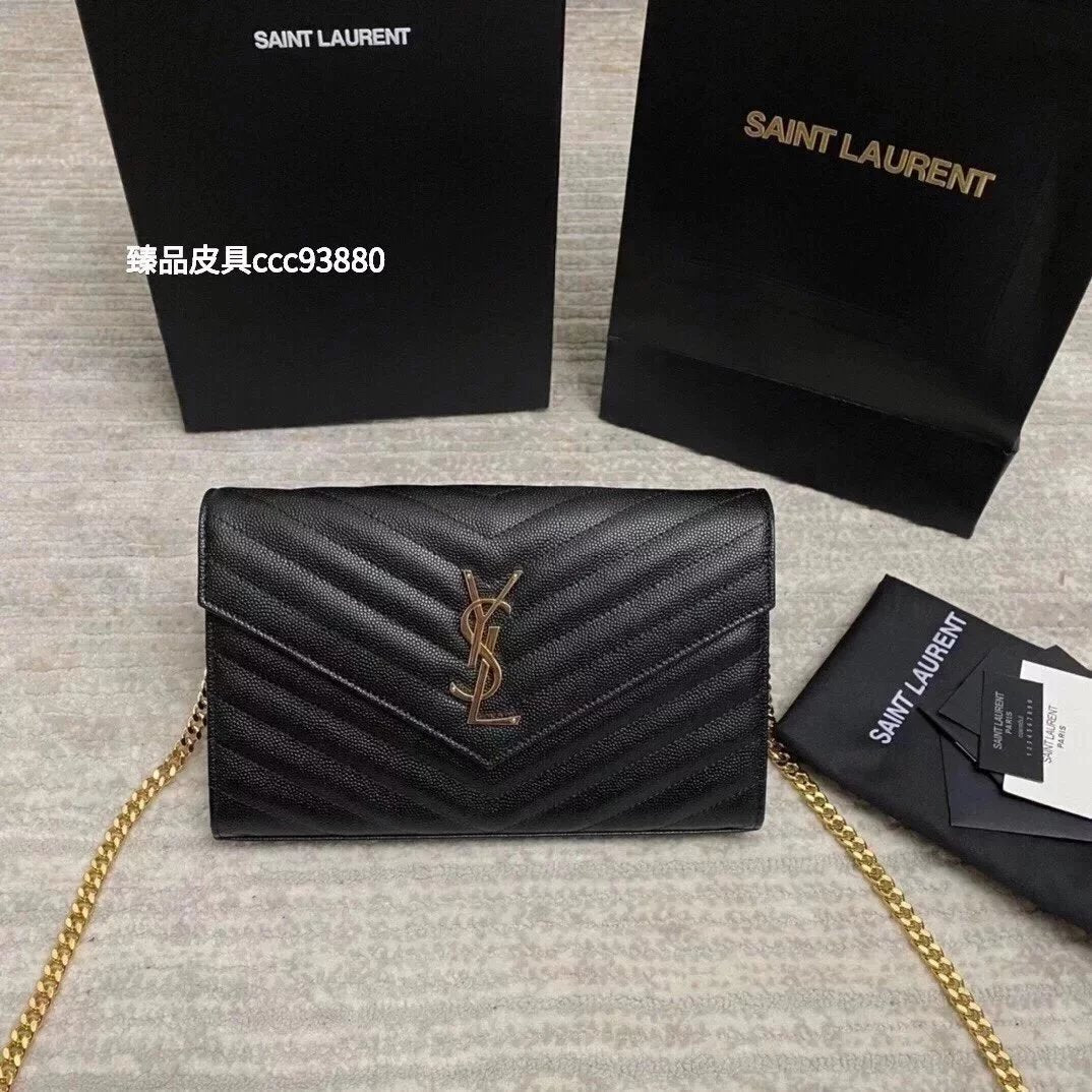 YSL Women's Bag Top version Yang Shulin WOC Envelope Package Chain Bag Women's Bag Crossbody Bag Caviar Cowhide woc Large Chain Bag22.5cm377828