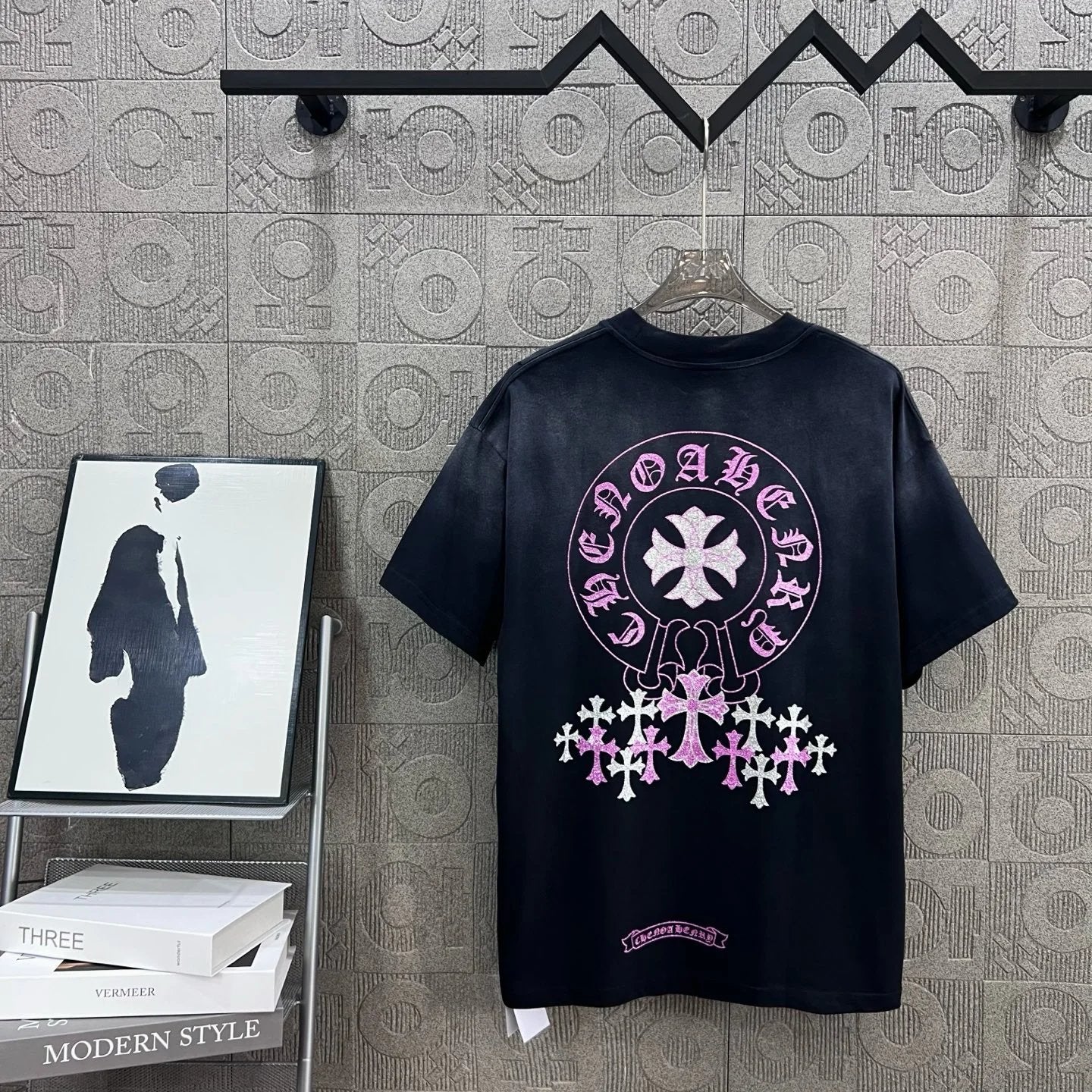 Chrome Hearts T-shirt Backside Gold Stamped Sanskrit Letters logo round Neck Short Sleeve25ss New Pure Cotton Unisex Style T T-shirt OS Loose Fit Base Shirt Half Sleeve T-Shirt Top Half Sleeve
